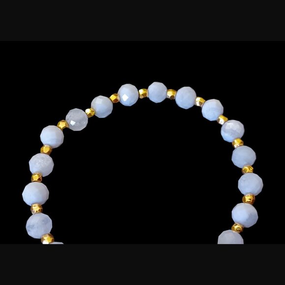 Gorjana Agate Power Crystal Gold Tone Stretch Bracelet OSFM - Picture 6 of 8